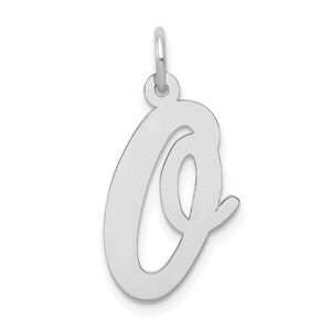 14k White Gold, Madison Collection LG Classic Script Initial O Pendant